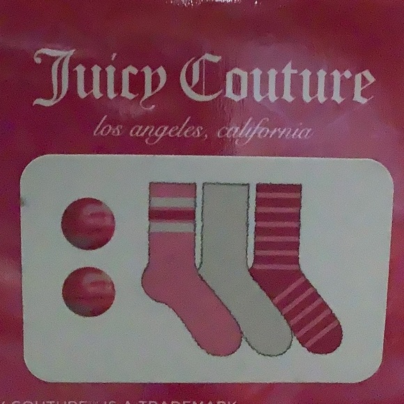 Juicy Couture Gift Set Includes 3 Cozy Socks & 2 Bath Bombs  - New In Box - Picture 1 of 8